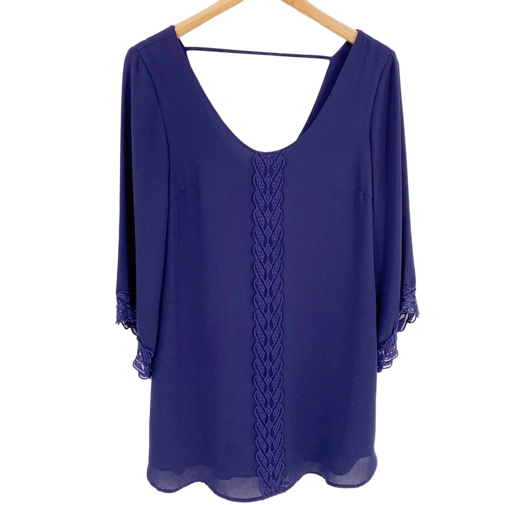 ASTR the Label Blue Dress Short Mini Lace Detail Low Back‎ Small